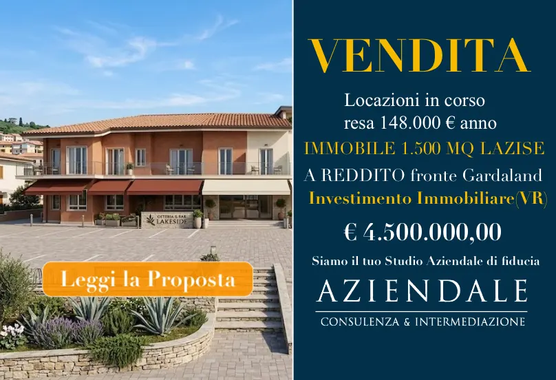 Immobile indipendente a Reddito di circa 1.500 Mq. Locato Come  Affittacamere Bar - Ristorante - Pizzeria - Lazise Verona - Lago di Garda 