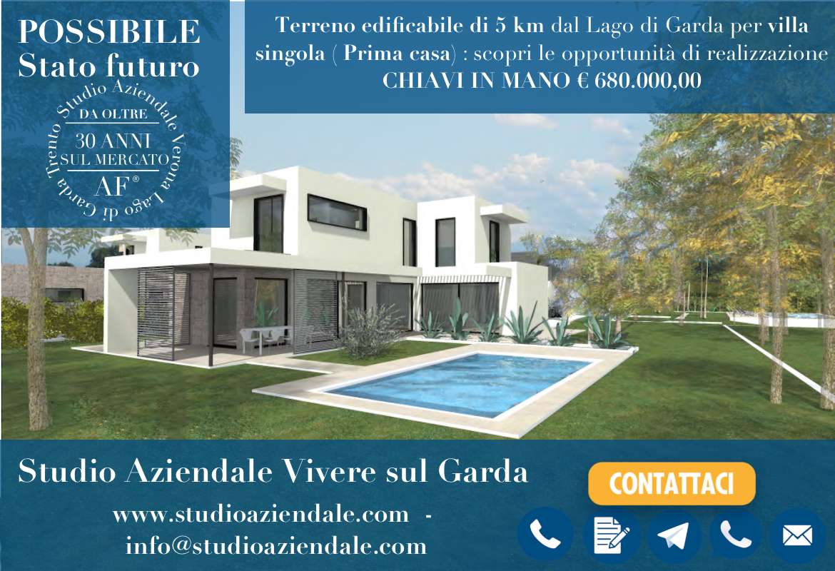 CAPRINO VERONESE TERRENO EDIFICABILE 5 KM LAGO DI GARDA PER VILLA SINGOLA